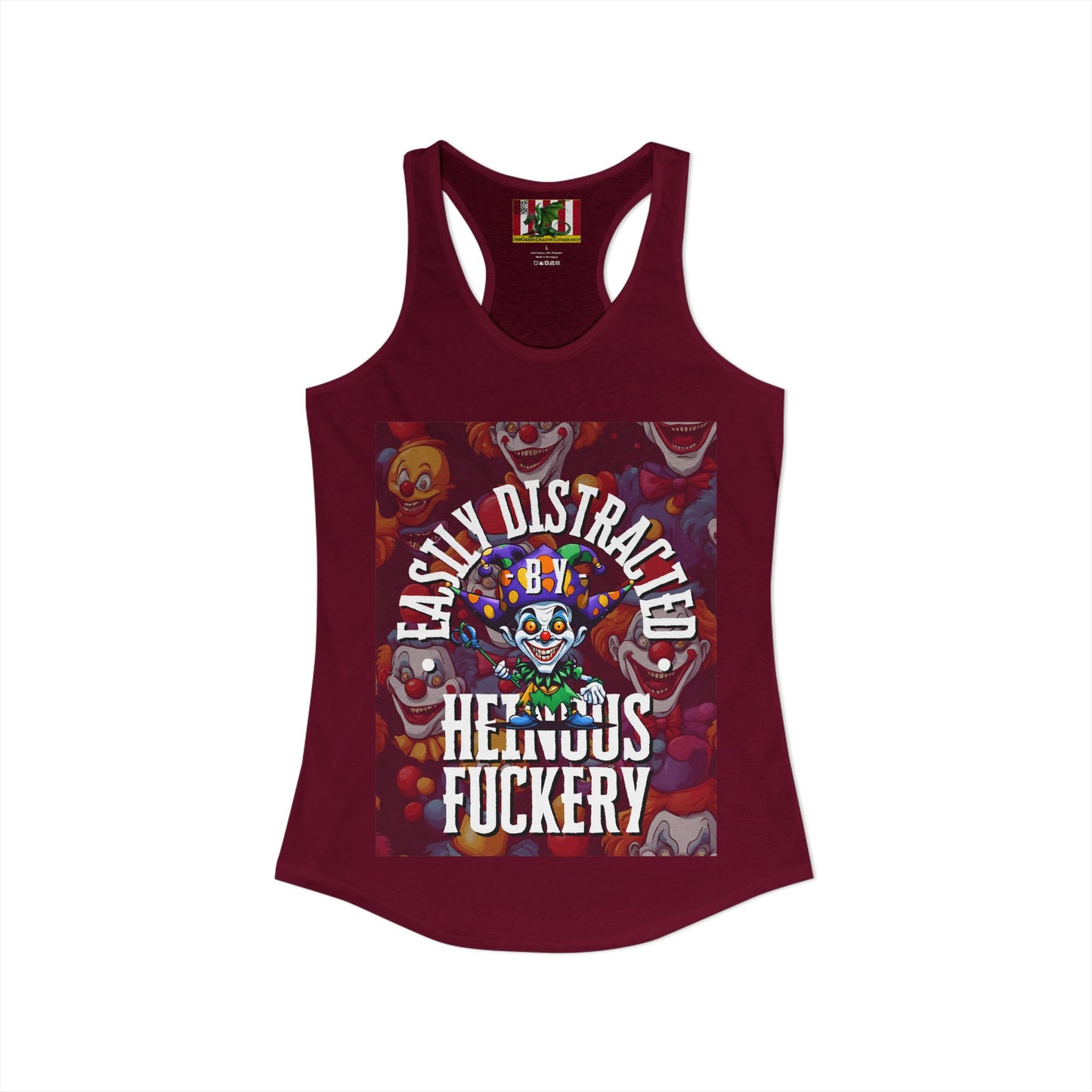 Easily Distracted by Heinous Fuckery Little Jinx Women's Racerback Tank Top by theGreenDragonTavern.shop