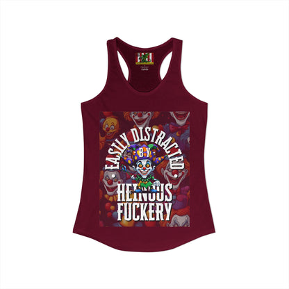 Easily Distracted by Heinous Fuckery Little Jinx Women's Racerback Tank Top by theGreenDragonTavern.shop