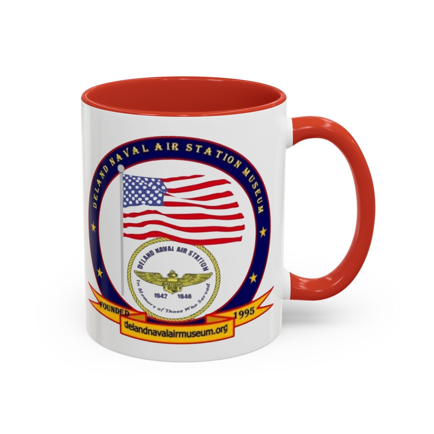 DeLand Naval Air Station Museum White Accent Mug by theGreenDragonTavern.shop