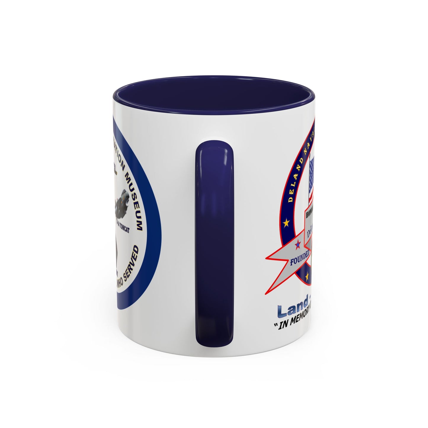 DNASM 2-sided, Founding & Student Art w/Navy Ring White Accent Mug by theGreenDragonTavern.shop