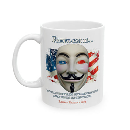 Ronald Reagan Freedom Vendetta White Mug by theGreenDragonTavern.shop