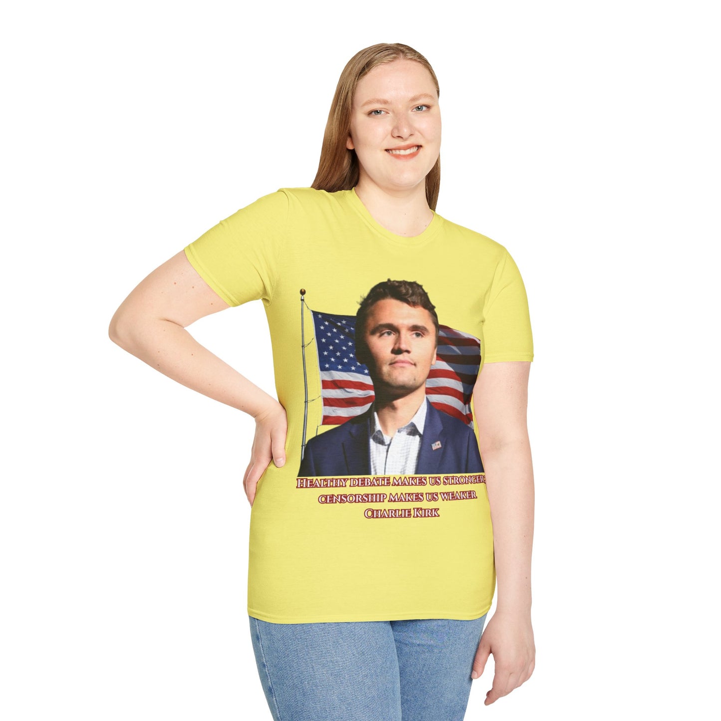 Charlie Kirk, Healthy Debate Light colors Unisex T-Shirt by theGreenDragonTavern.shop
