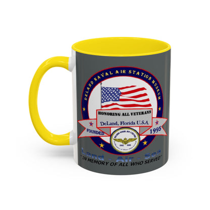 DNASM 2-sided, Founding & Student Art w/Navy Ring Grey Accent Mug by theGreenDragonTavern.shop