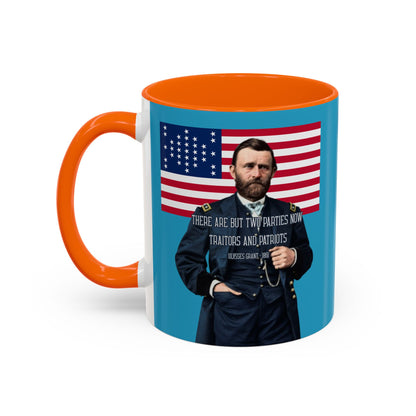 "Traitors and Patriots" Ulysses Grant Turquoise Accent Mug by theGreenDragonTavern.shop