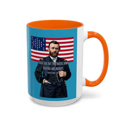 "Traitors and Patriots" Ulysses Grant Turquoise Accent Mug by theGreenDragonTavern.shop