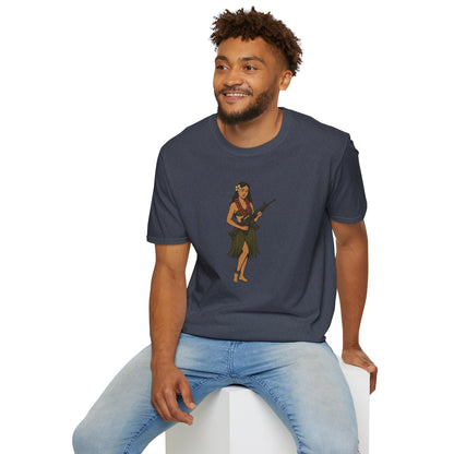 Hula Girl Packin' Heat Dark colors Unisex T-Shirt by theGreenDragonTavern.shop