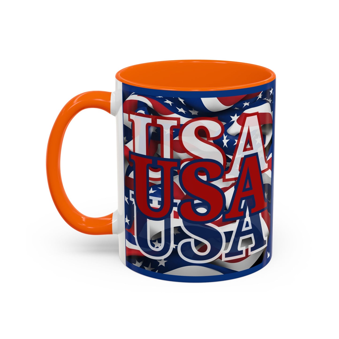 USA Red font Center Patriot Blue Accent Mug by theGreenDragonTavern.shop