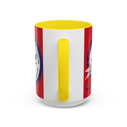 DNASM 2-sided, Founding & Student Art w/Navy Ring Red Accent Mug by theGreenDragonTavern.shop