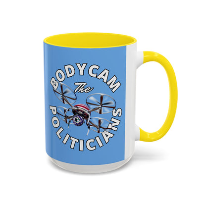 Bodycam the Politicians Drone Light Blue Accent Mug by theGreenDragonTavern.shop