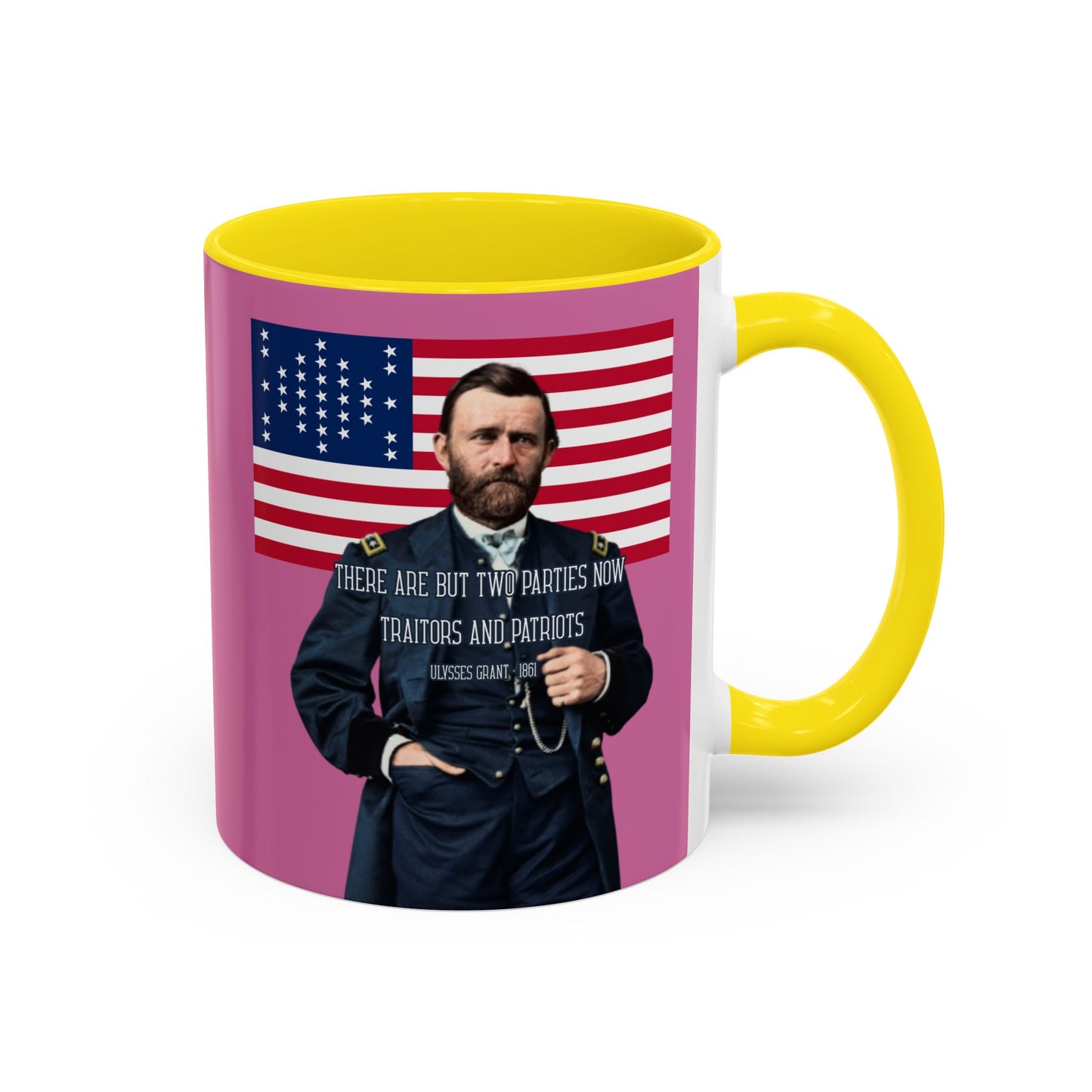 "Traitors and Patriots" Ulysses Grant Pink Accent Mug by theGreenDragonTavern.shop
