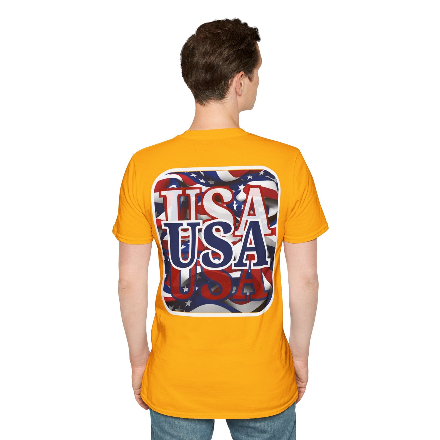 2-sided, Red White and BLUE USA Patriot Light colors Unisex T-Shirt by theGreenDragonTavern.shop
