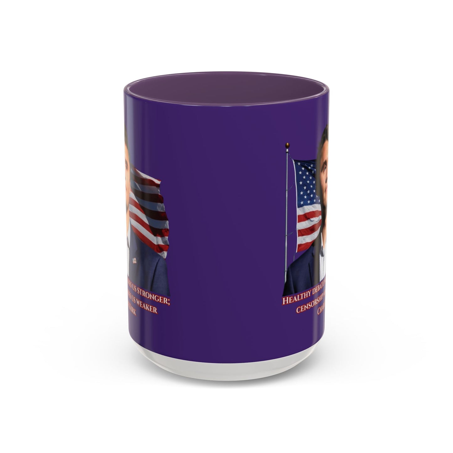 Charlie Kirk, Healthy Debate Purple Accent Mug by theGreenDragonTavern.shop