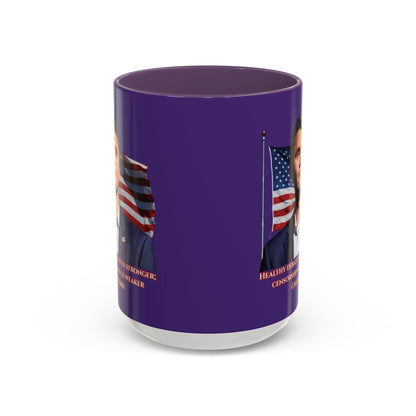 Charlie Kirk, Healthy Debate Purple Accent Mug by theGreenDragonTavern.shop
