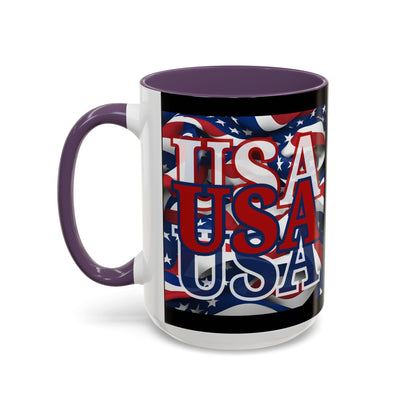 USA Red font Center Patriot Black Accent Mug by theGreenDragonTavern.shop