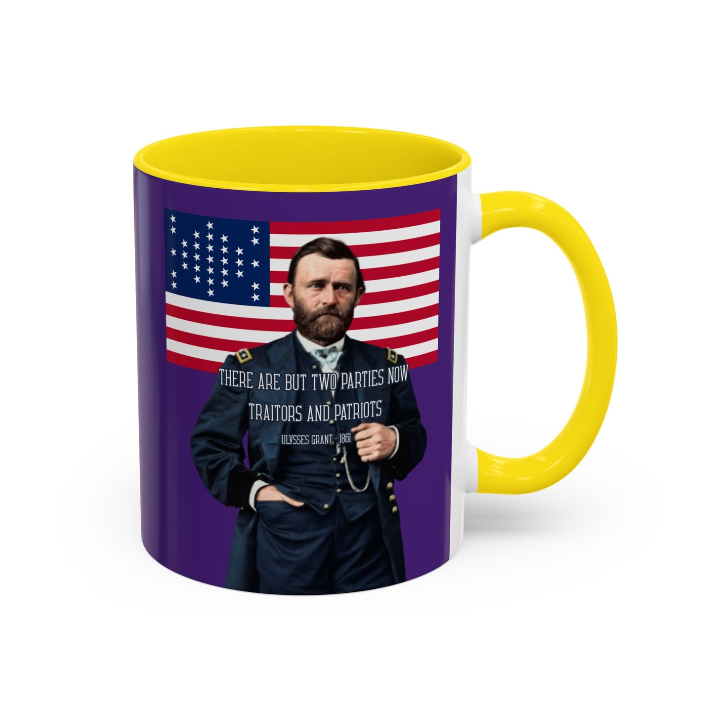 "Traitors and Patriots" Ulysses Grant Dark Purple Accent Mug by theGreenDragonTavern.shop