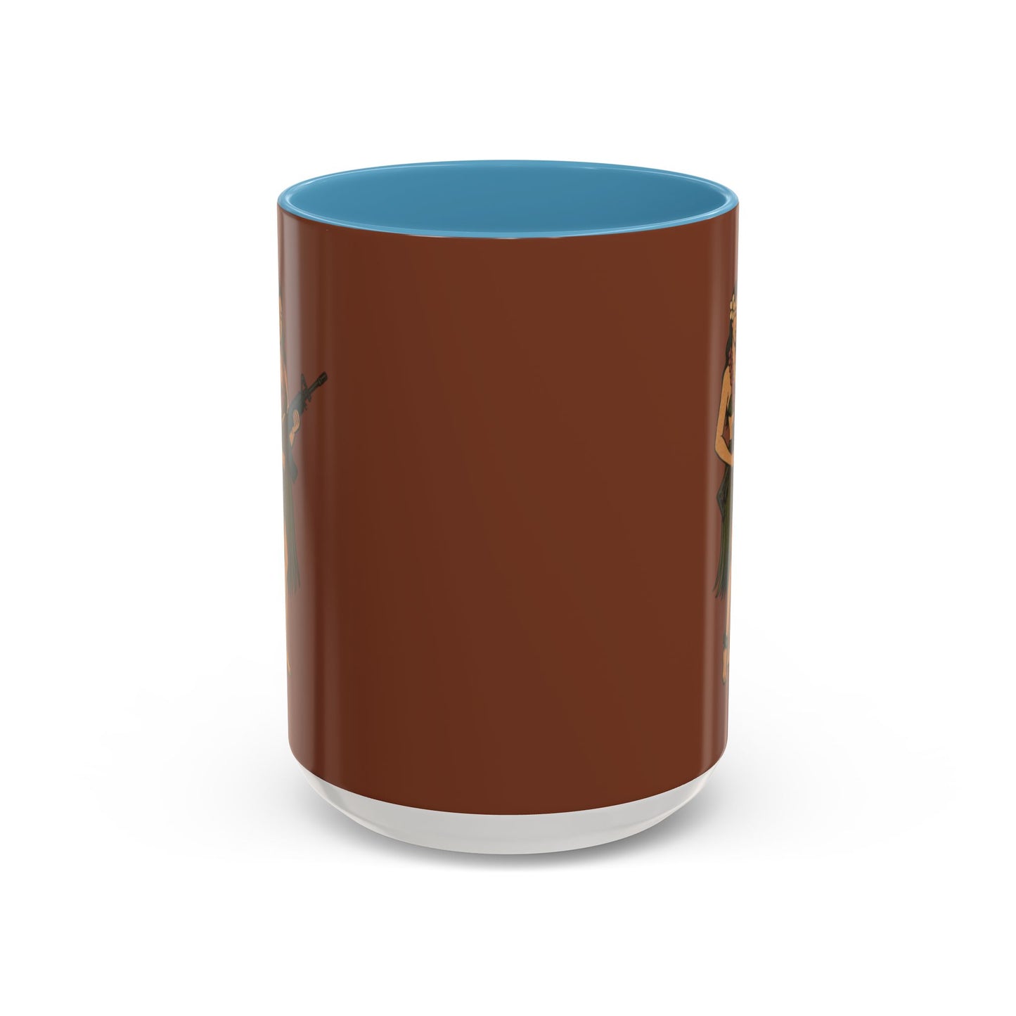 Hula Girl Packin' Heat Brown Accent Mug by theGreenDragonTavern.shop