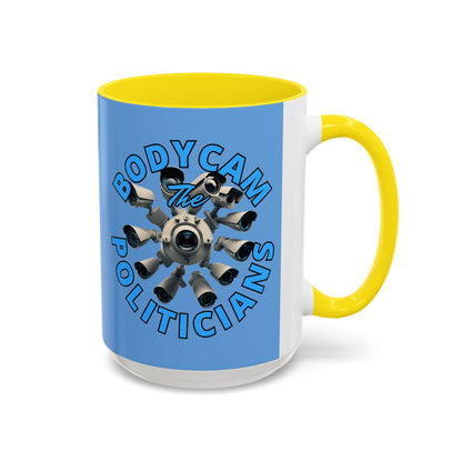 Bodycam the Politicians Cameras Blue Accent Mug by theGreenDragonTavern.shop