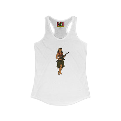 Hula Girl Packin' Heat Women's Racerback Tank Top by theGreenDragonTavern.shop