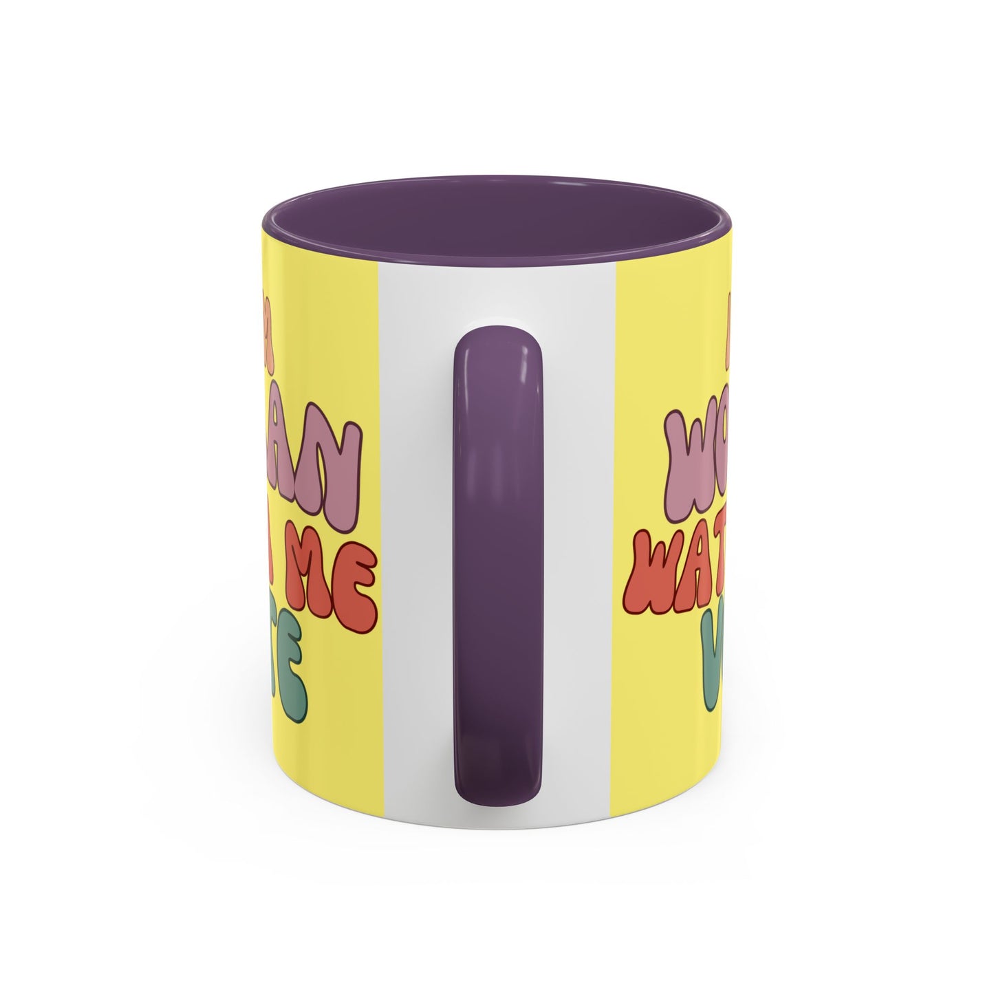 I Am Woman Watch Me Vote Yellow Accent Mug by theGreenDragonTavern.shop
