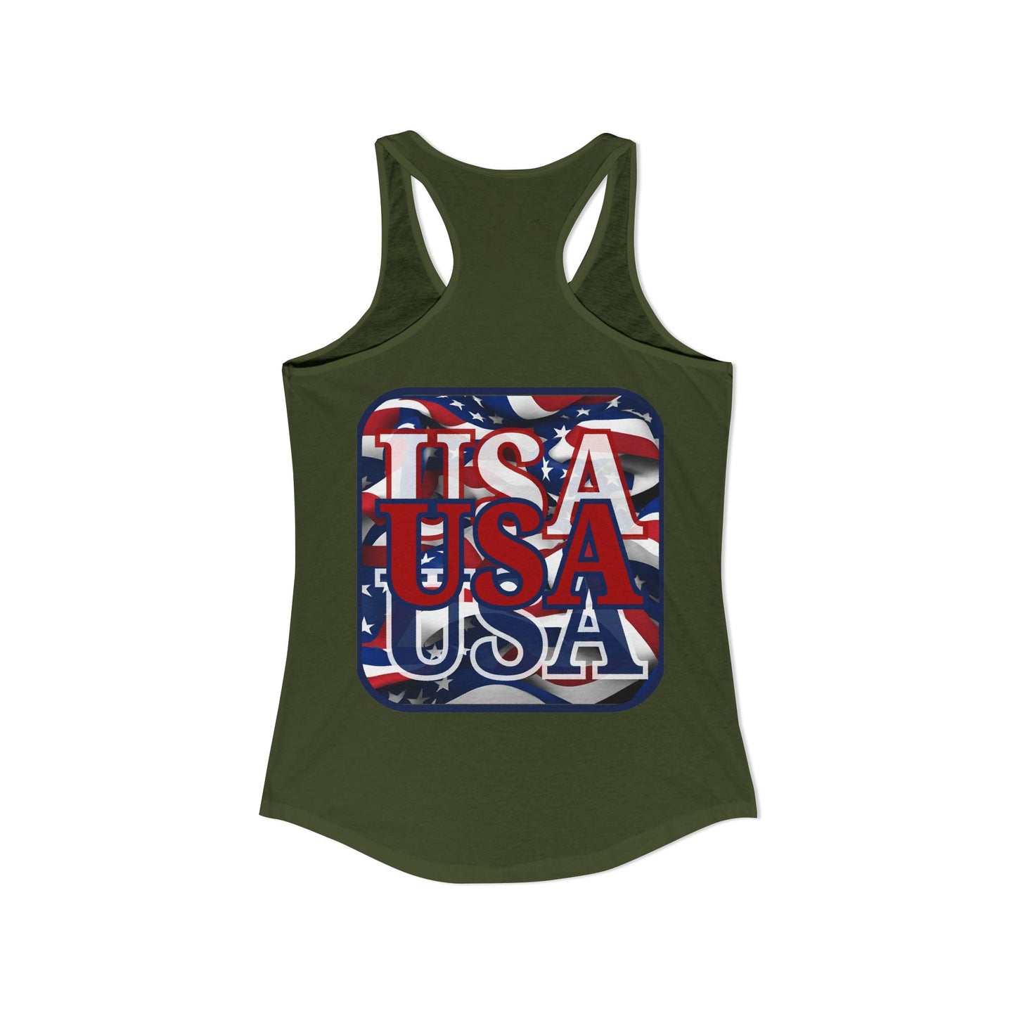 2-sided, RED White and Blue USA Patriot Women's Racerback Tank Top by theGreenDragonTavern.shop