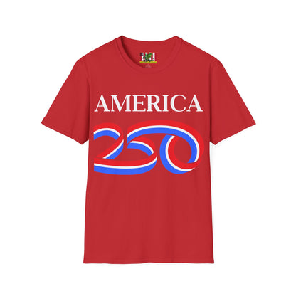 America 250 White font, Light colors, Unisex T-Shirt by theGreenDragonTavern.shop