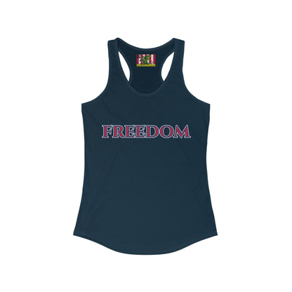 Freedom, Red font Woman's Racerback Tank Top by theGreenDragonTavern.shop