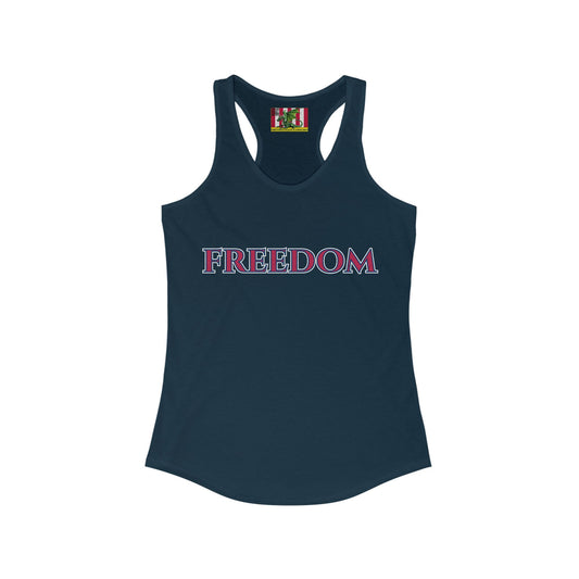 Freedom, Red font Woman's Racerback Tank Top by theGreenDragonTavern.shop