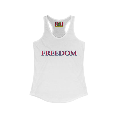 Freedom, Red font Woman's Racerback Tank Top by theGreenDragonTavern.shop