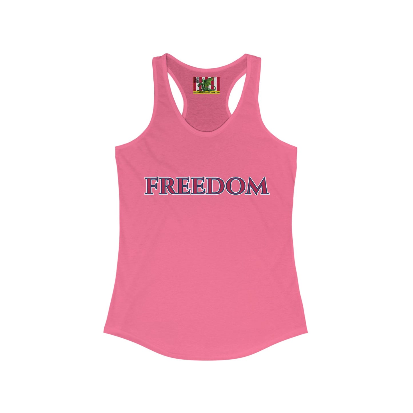 Freedom, Red font Woman's Racerback Tank Top by theGreenDragonTavern.shop