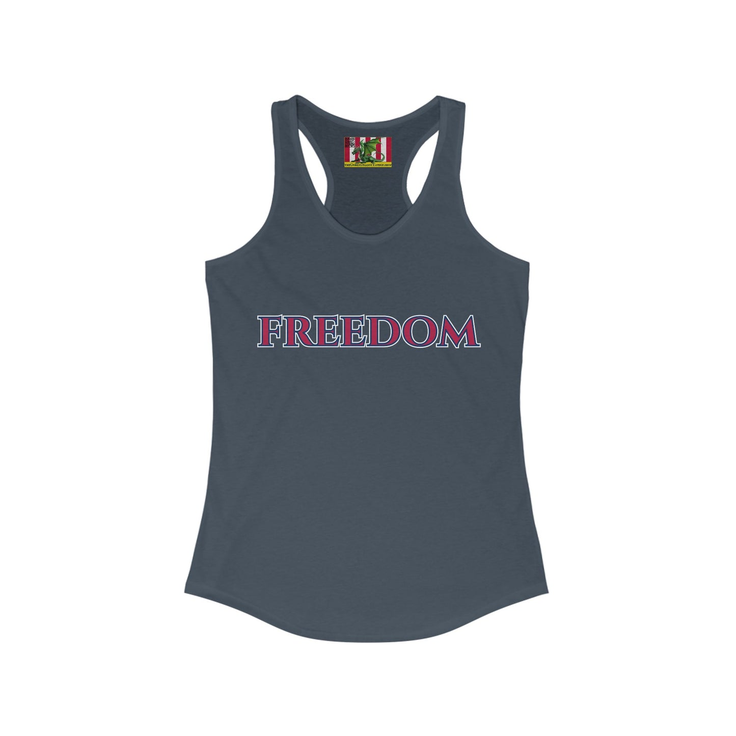 Freedom, Red font Woman's Racerback Tank Top by theGreenDragonTavern.shop