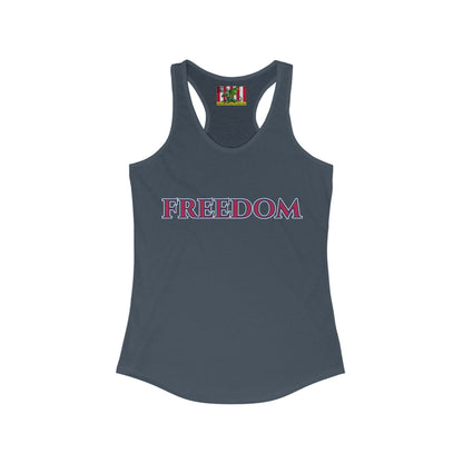 Freedom, Red font Woman's Racerback Tank Top by theGreenDragonTavern.shop