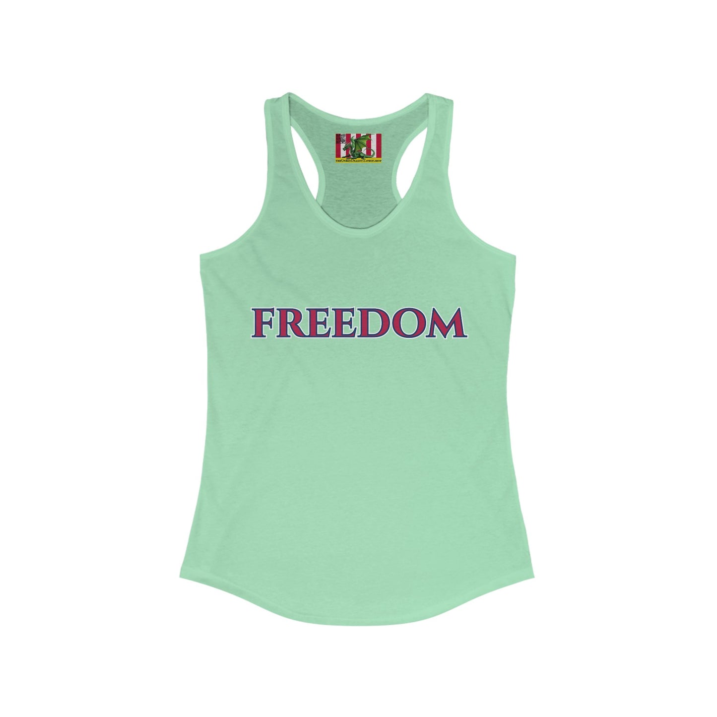 Freedom, Red font Woman's Racerback Tank Top by theGreenDragonTavern.shop