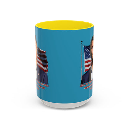 Charlie Kirk, Healthy Debate Turquoise Accent Mug by theGreenDragonTavern.shop
