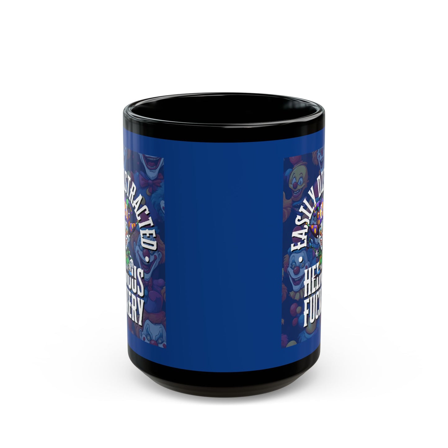 Easily Distracted by Heinous Fuckery Little Jincs Dark Blue Mug by theGreenDragonTavern.shop