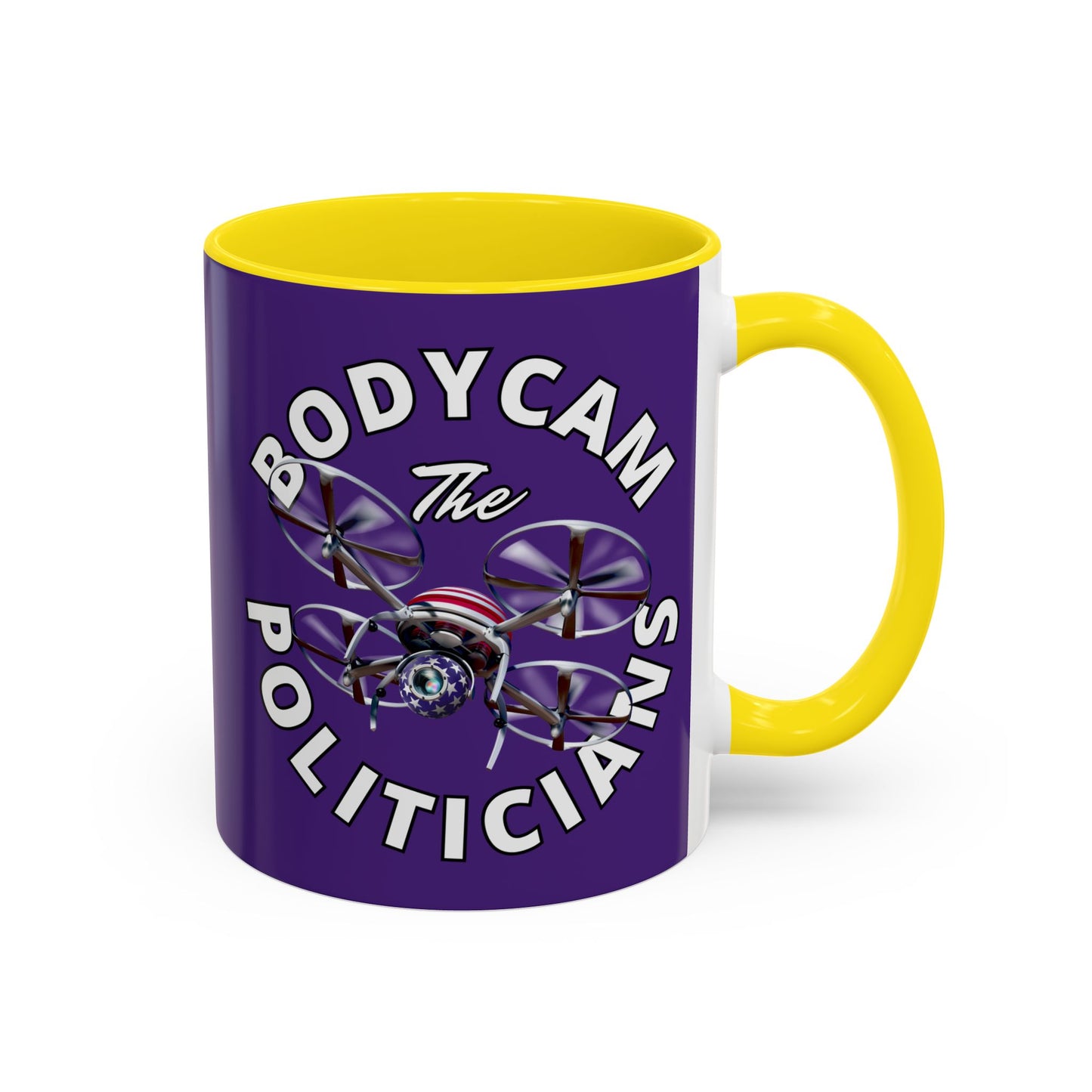 Bodycam the Politicians Drone Dark Purple Accent Mug by theGreenDragonTavern.shop