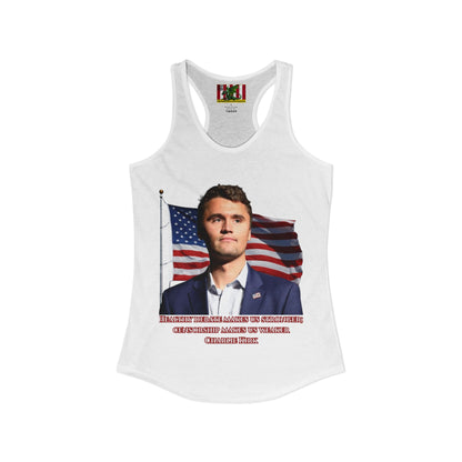 Charlie Kirk, Healthy Debate Women's Racerback Tank Top by theGreenDragonTavern.shop