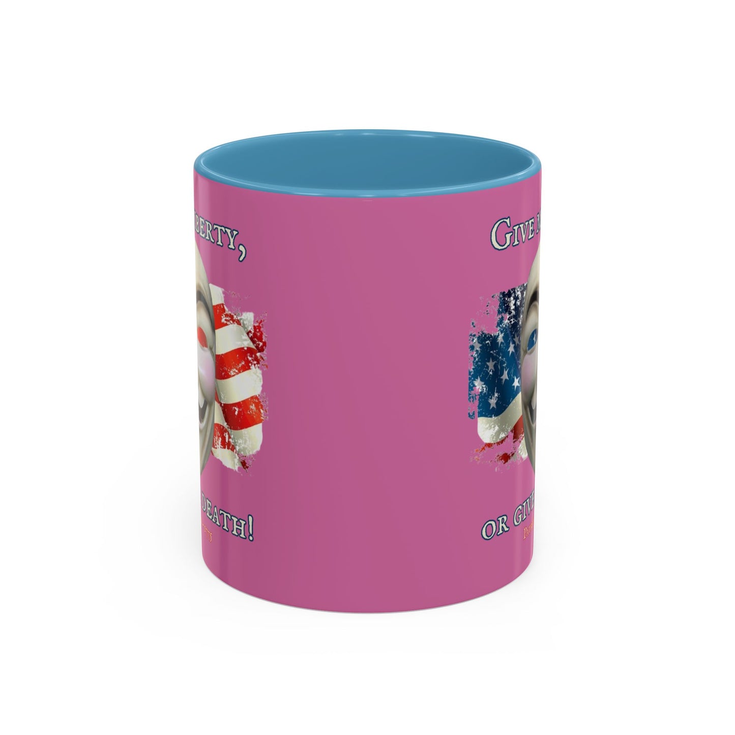 Vendetta, "Give me liberty, or give me death!" Pink Accent Mug by theGreenDragonTavern.shop
