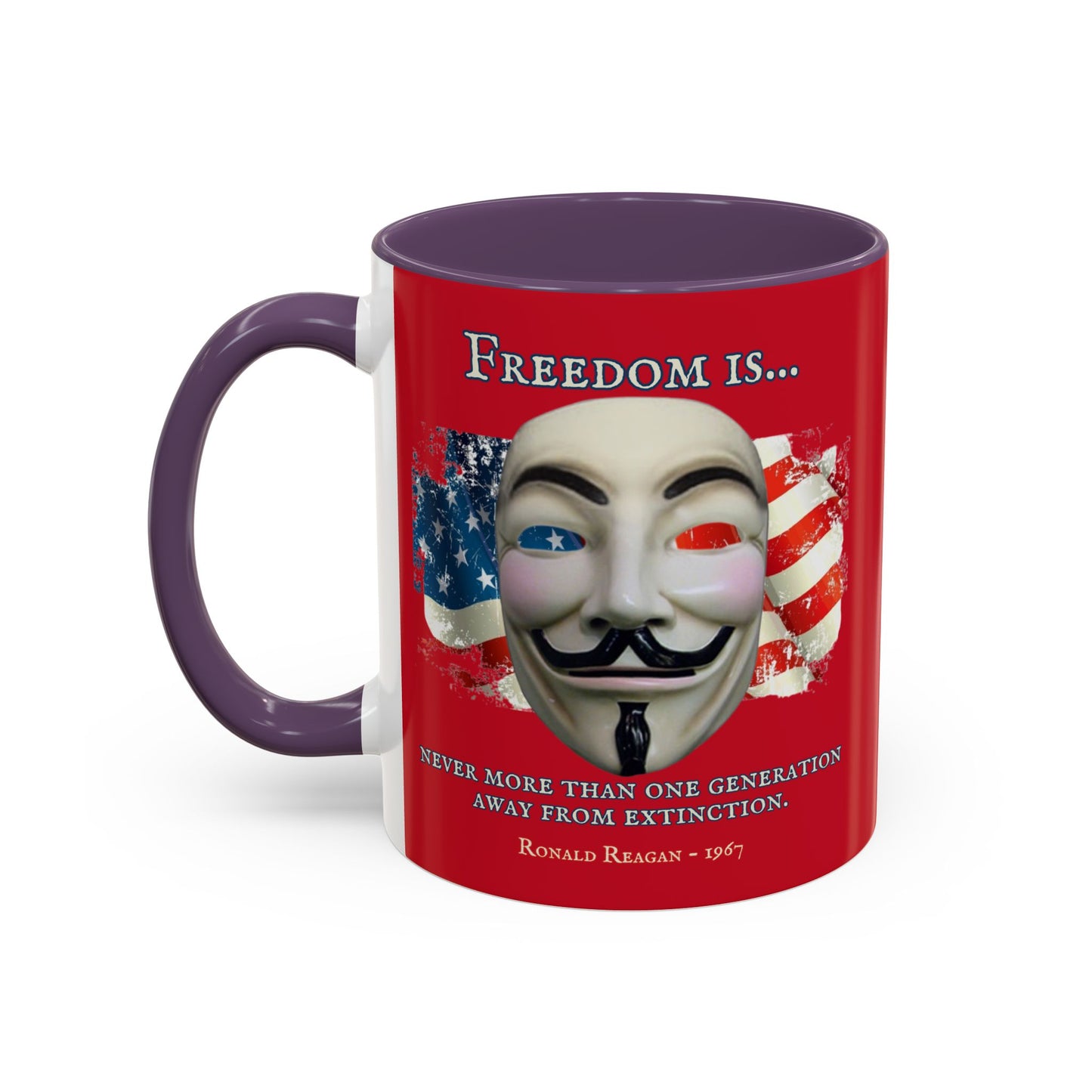 Ronald Reagan Freedom Vendetta Red Accent Mug by theGreenDragonTavern.shop