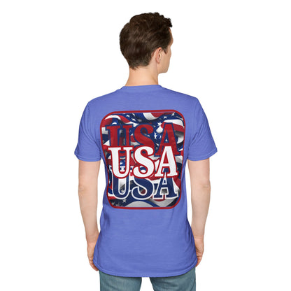 2-sided, Red WHITE and Blue USA Patriot Light colors Unisex T-Shirt by theGreenDragonTavern.shop