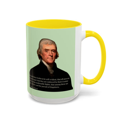 We hold these truths to be self-evident Light Green Accent Mug by theGreenDragonTavern.shop