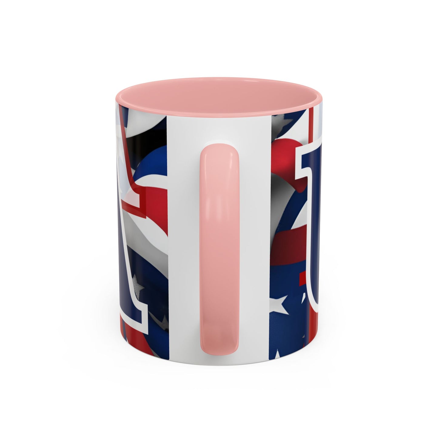 USA! USA! USA Blue font Patriot Black Accent Mug by theGreenDragonTavern.shop