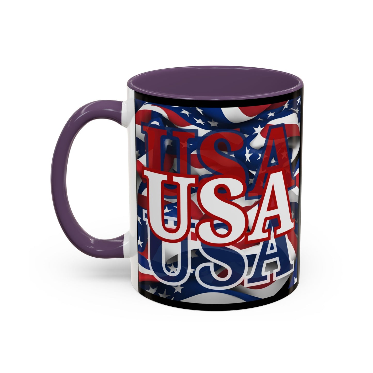 USA White font Center Patriot Black Accent Mug by theGreenDragonTavern.shop