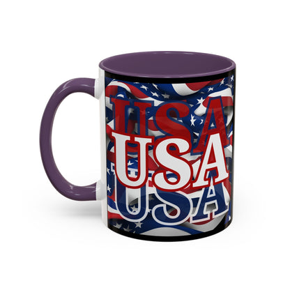 USA White font Center Patriot Black Accent Mug by theGreenDragonTavern.shop
