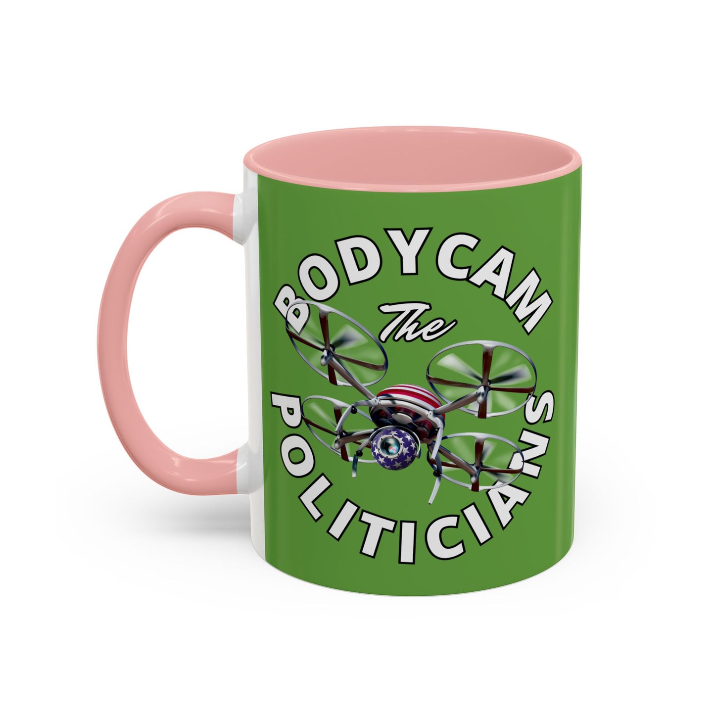 Bodycam the Politicians Drone Green Accent Mug by theGreenDragonTavern.shop