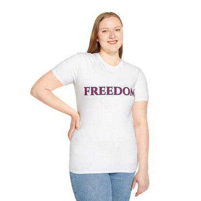 Freedom, Red font, Light colors Unisex T-Shirt by theGreenDragonTavern.shop