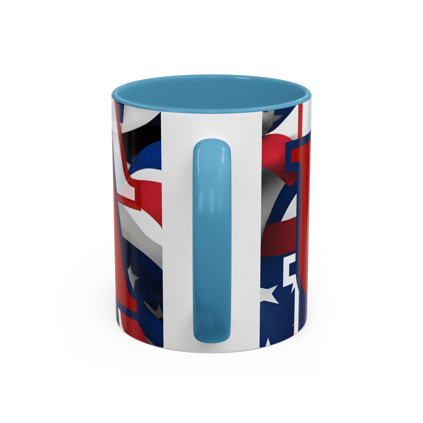 USA! USA! USA Red font Patriot Blue Accent Mug by theGreenDragonTavern.shop