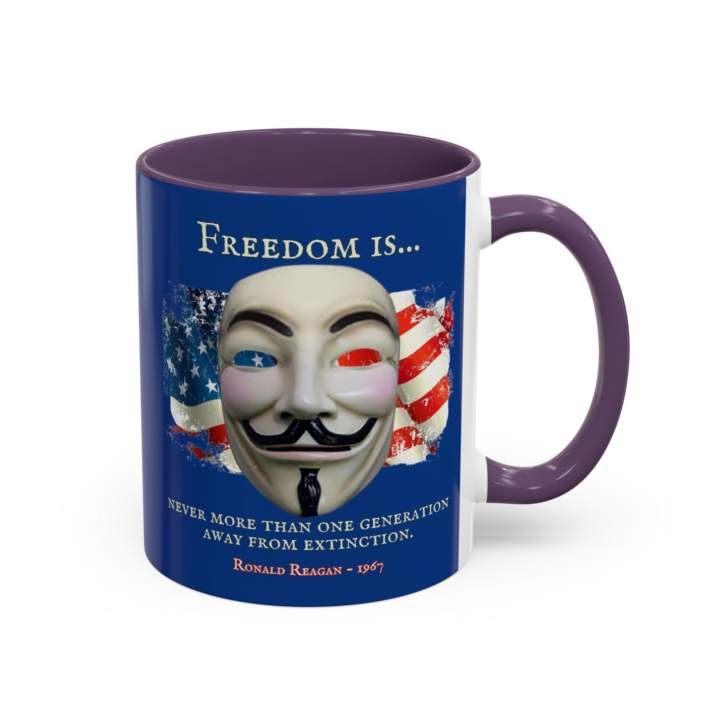 Ronald Reagan Freedom Vendetta Blue Accent Mug by theGreenDragonTavern.shop