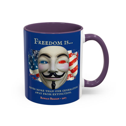 Ronald Reagan Freedom Vendetta Blue Accent Mug by theGreenDragonTavern.shop