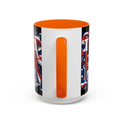 USA Red font Center Patriot Black Accent Mug by theGreenDragonTavern.shop