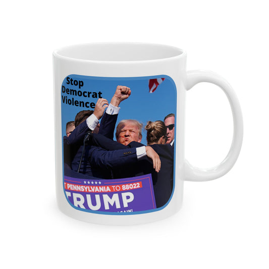 Stop Democrat Violence White Mug by theGreenDragonTavern.shop